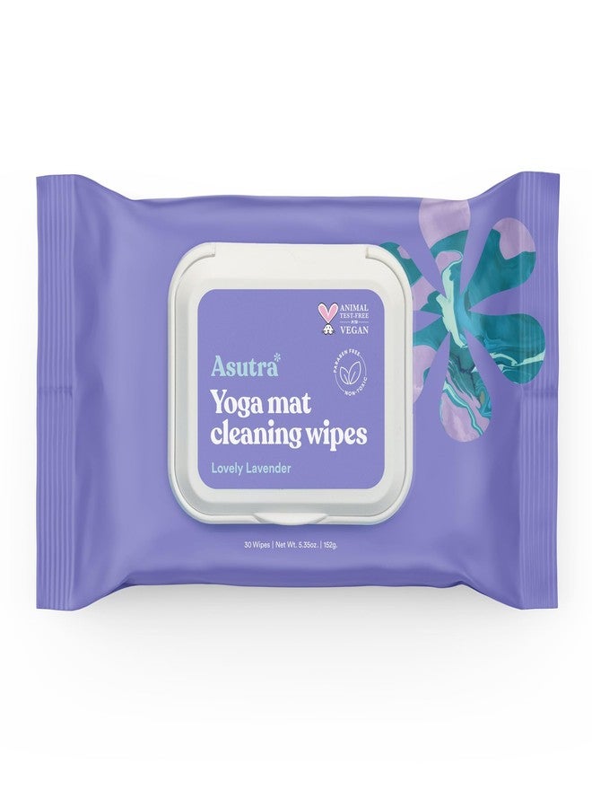 ASUTRA Yoga Mat Cleaning Wipes (Lovely Lavender), 1 Pouch (30 Wipes) - No Slippery Residue, Deep-Cleansing for Fitness Gear & Gym Equipment - Image 1